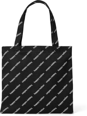 Happy Nation Canvas Tote Bag, Pure Black Logo Stripe