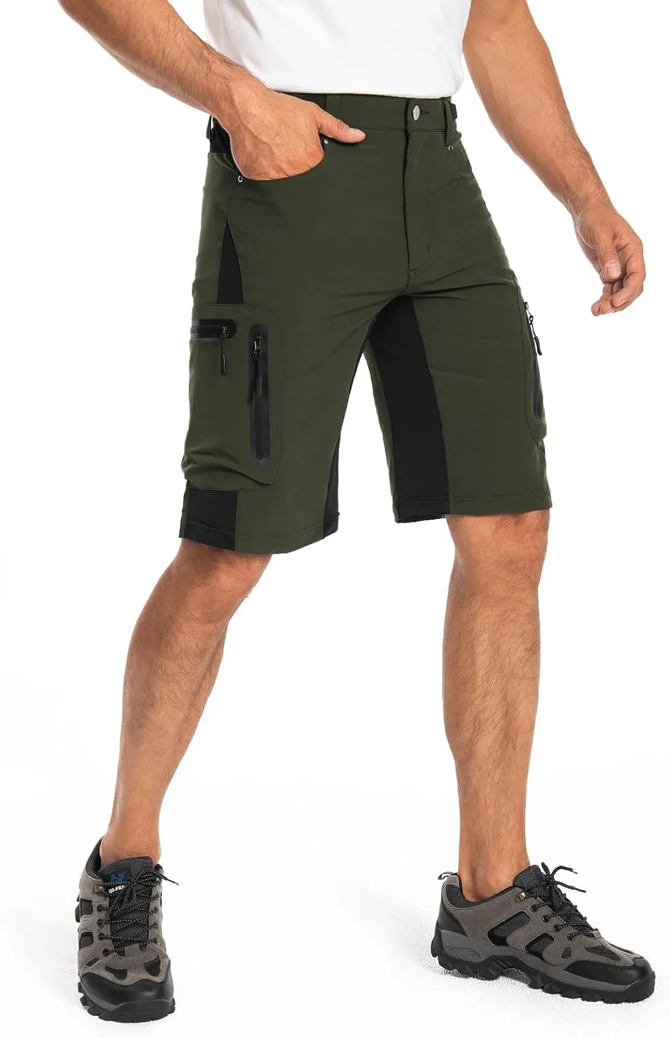 Hiauspor Mens Hiking Cargo Shorts Lightweight Water-Resistant Quick Dry Stretch for Casual Golf Fishing Tactical Bike Outdoor