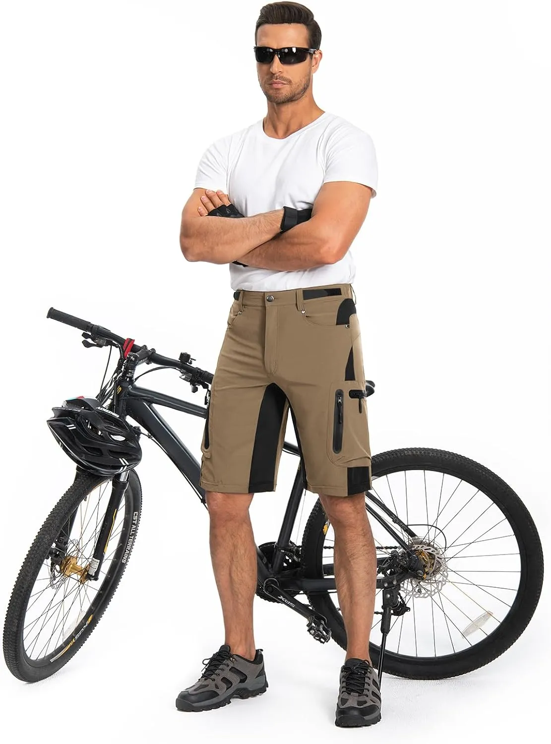 Hiauspor Mens Hiking Cargo Shorts Lightweight Water-Resistant Quick Dry Stretch for Casual Golf Fishing Tactical Bike Outdoor