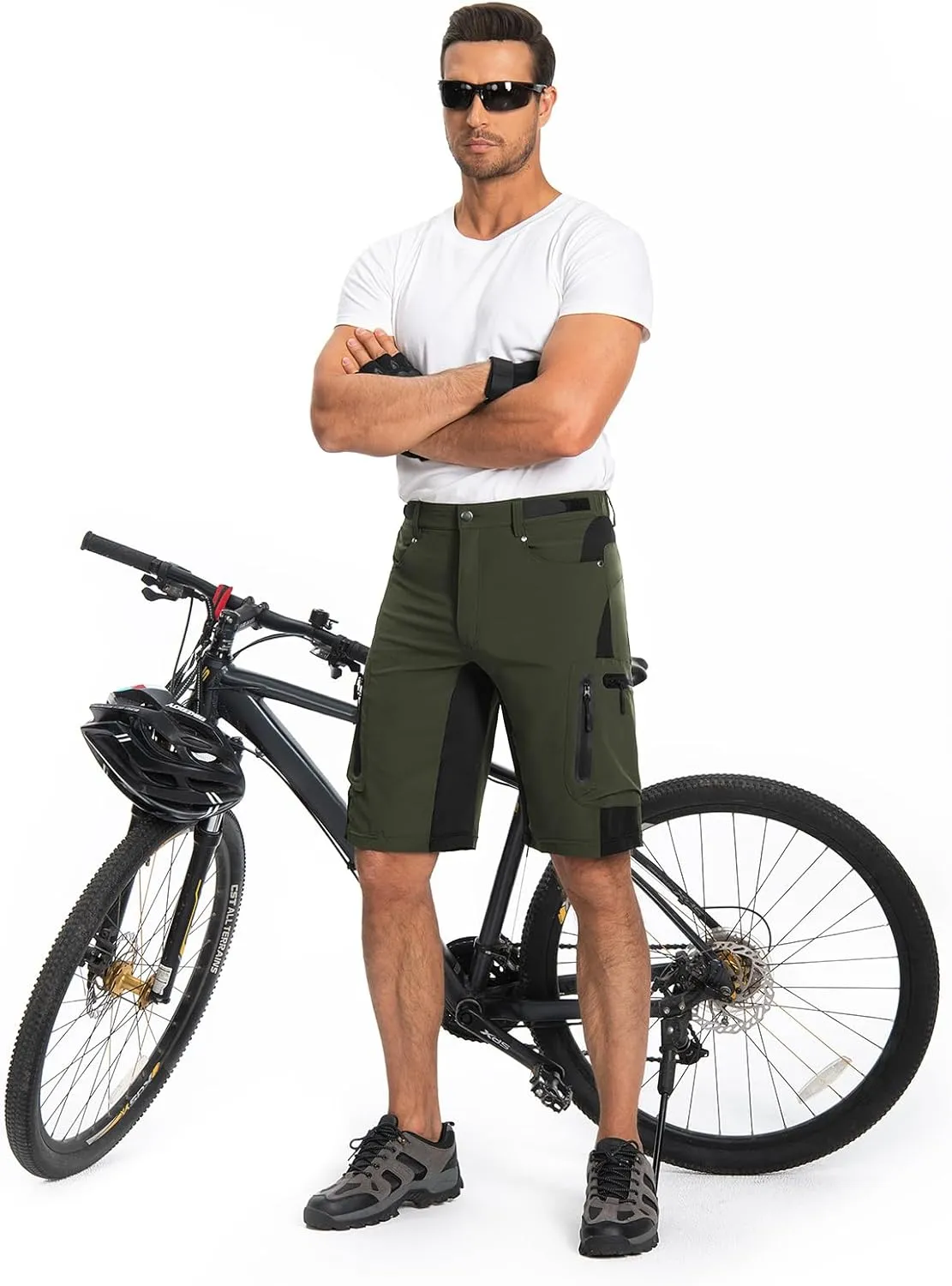 Hiauspor Mens Hiking Cargo Shorts Lightweight Water-Resistant Quick Dry Stretch for Casual Golf Fishing Tactical Bike Outdoor