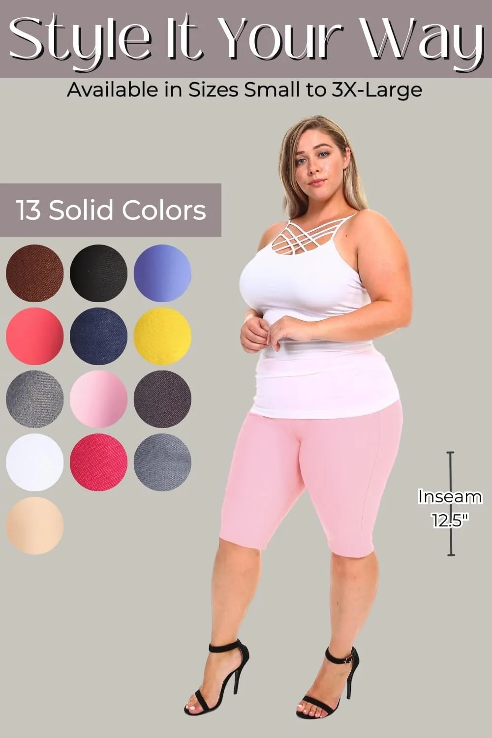 ICONOFLASH Women's Cotton 5 Pocket Bermuda Shorts No Muffin Top Pull On Knee Length Jeggings Stretchy Jean Leggings