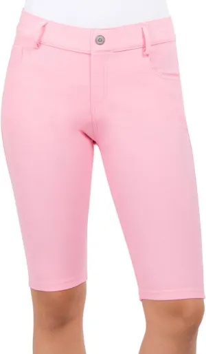 ICONOFLASH Women's Cotton 5 Pocket Bermuda Shorts No Muffin Top Pull On Knee Length Jeggings Stretchy Jean Leggings