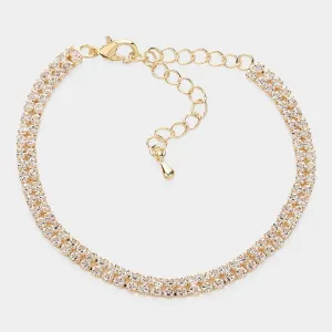 iLLASPARKZ 2 Rows Pave CZ Tennis Evening Bracelet
