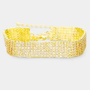 iLLASPARKZ 6 Row Crystal Rhinestone Embellished Tennis Evening Bracelet