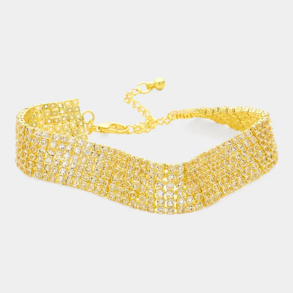 iLLASPARKZ 6 Row CZ Stone Embellished Tennis Evening Bracelet