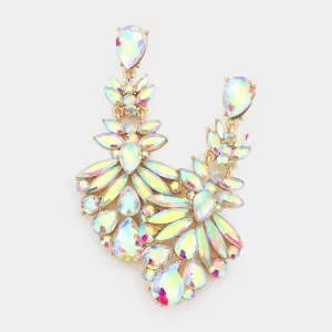 iLLASPARKZ Floral Crystal Chandelier Statement Evening Earrings