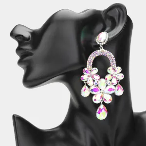 iLLASPARKZ Flower Teardrop Stone Embellished Chandelier Dangle Earrings