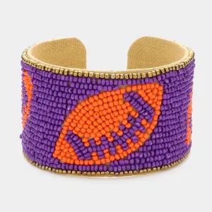 iLLASPARKZ Game Day Seed Beaded Football Accented Cuff Bracelet