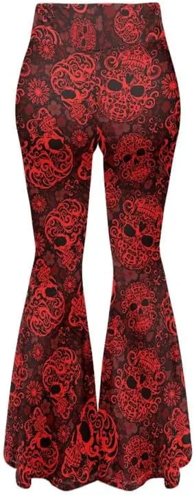 Irisjudy Hawaii Floral Flare Leggings for Women 30" Tummy Control Bootcut Yoga Pants High Waisted Casual Business Work Pants