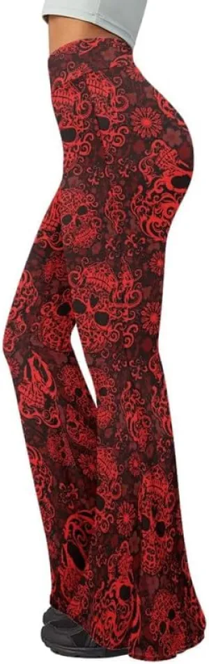 Irisjudy Hawaii Floral Flare Leggings for Women 30" Tummy Control Bootcut Yoga Pants High Waisted Casual Business Work Pants