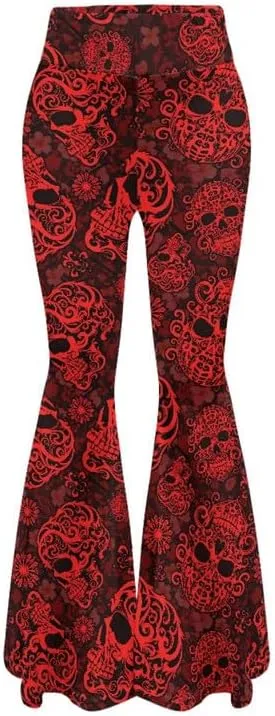 Irisjudy Hawaii Floral Flare Leggings for Women 30" Tummy Control Bootcut Yoga Pants High Waisted Casual Business Work Pants