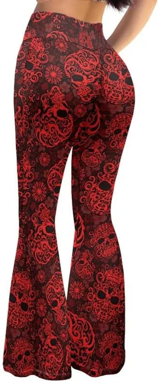 Irisjudy Hawaii Floral Flare Leggings for Women 30" Tummy Control Bootcut Yoga Pants High Waisted Casual Business Work Pants