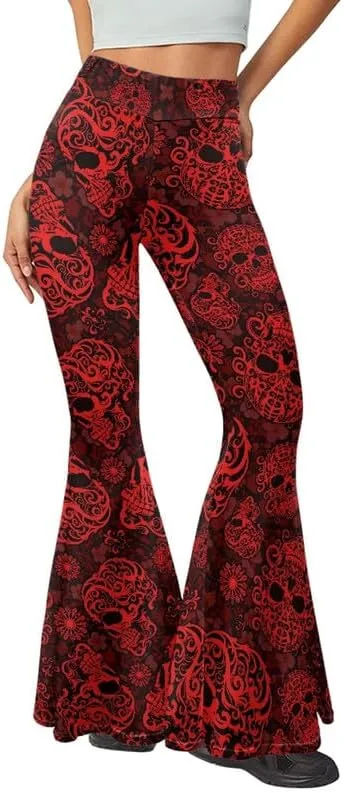 Irisjudy Hawaii Floral Flare Leggings for Women 30" Tummy Control Bootcut Yoga Pants High Waisted Casual Business Work Pants