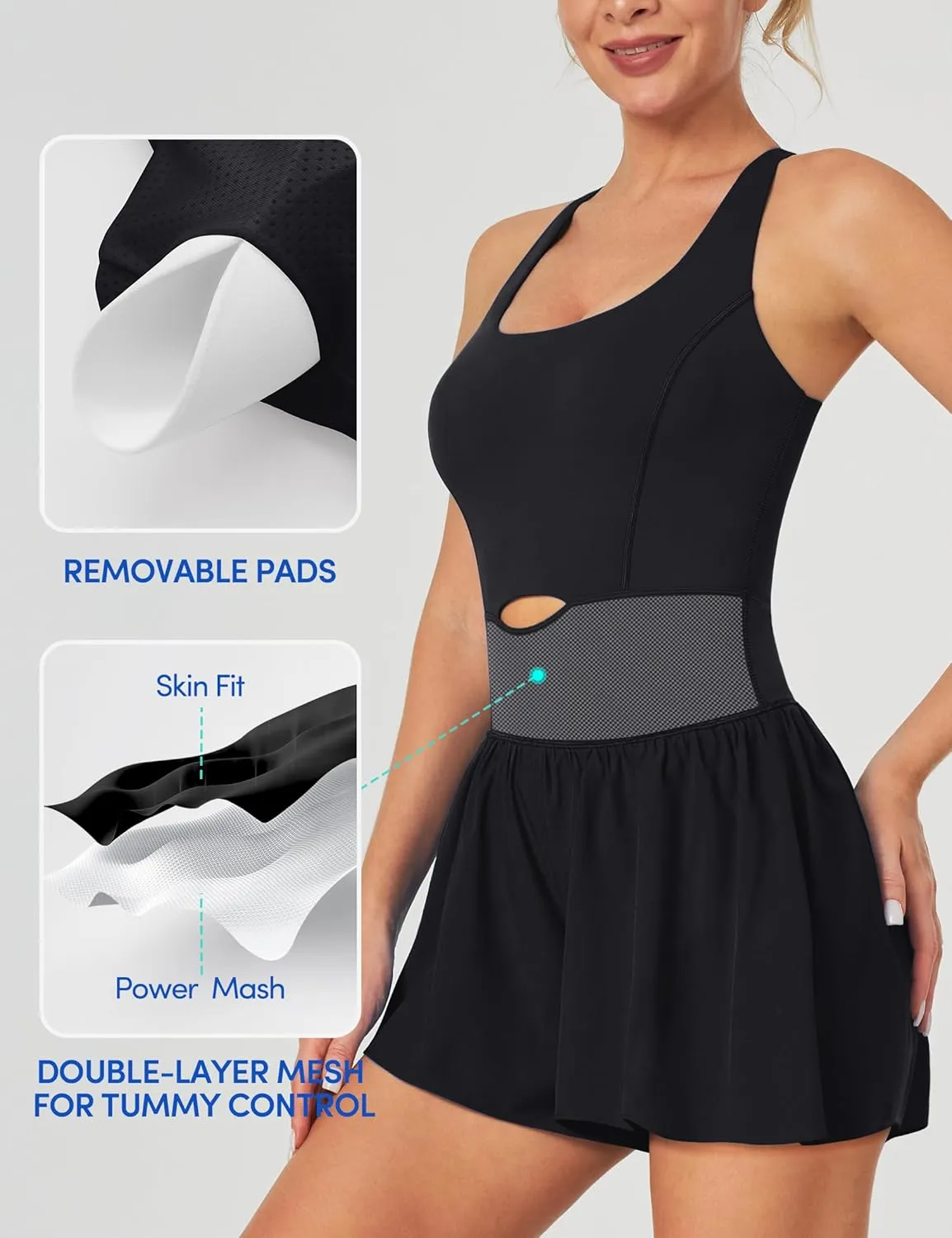 IUGA Workout Romper Tummy Control Padded Athletic Romper with Shorts Running Onesie Jumpsuits Summer Outfits Set Gym Clothes