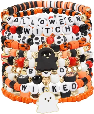 Jocbean Independence Day Halloween Bracelets Stackable Bracelet for Women Handmade Christmas Beaded Stretch Bracelet