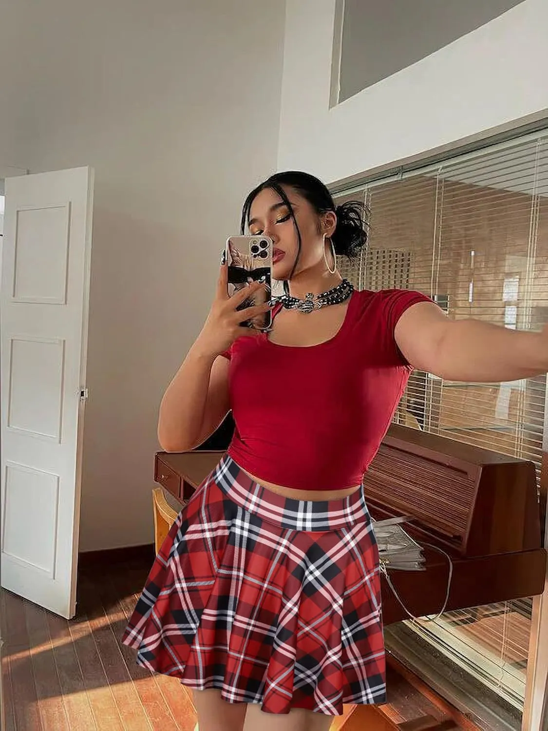 JOELLYUS Plus Size Skirts for Women Summer Pleated Mini Skirt Casual Flowy High Waisted Womens Short Skirts