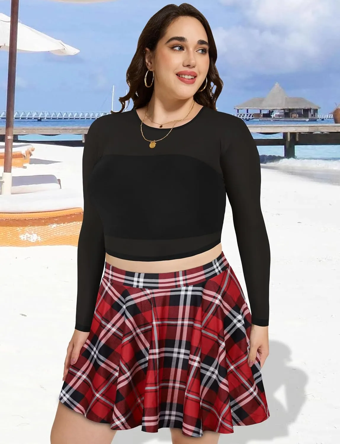 JOELLYUS Plus Size Skirts for Women Summer Pleated Mini Skirt Casual Flowy High Waisted Womens Short Skirts