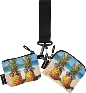 Joko Ivery Two Pineapples Funky Sunglasses Mini Zip Around Wristlet Wallet for Women Portable Keychain Coin Purse with Detachable Dual Pouch Card Holder Wristlet for Men Travel Sports Outdoor