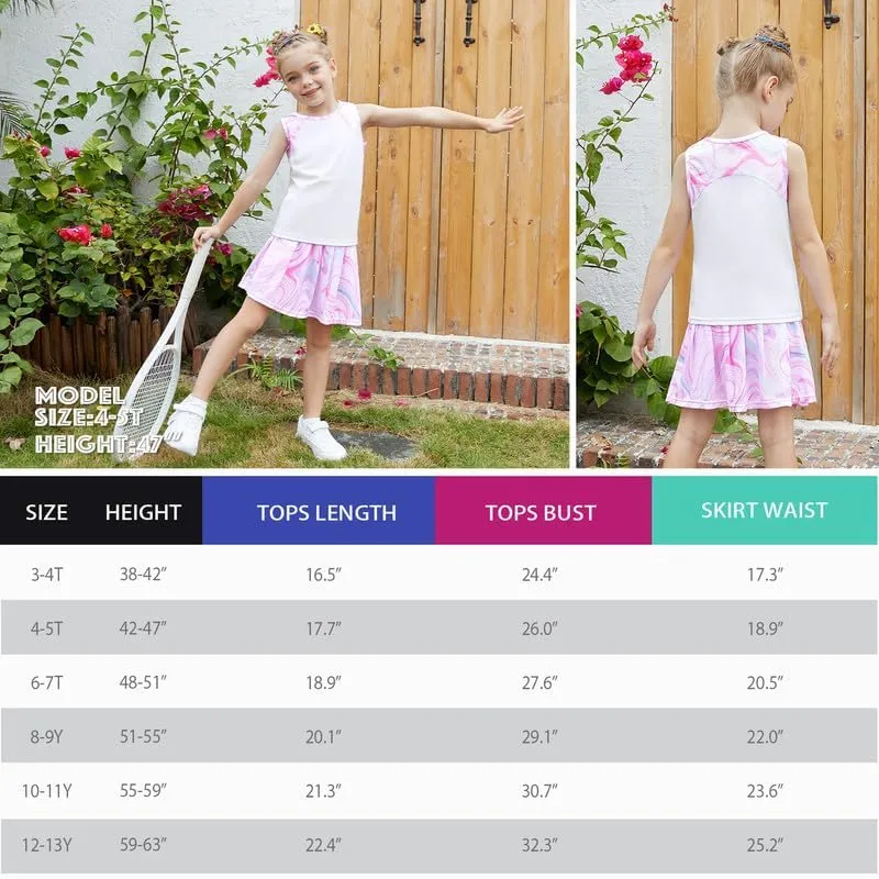 Jxstar Girls Tennis Golf Dress Outfit Tie Dye Tank Top and Skorts Sets Sport Skirt with Shorts