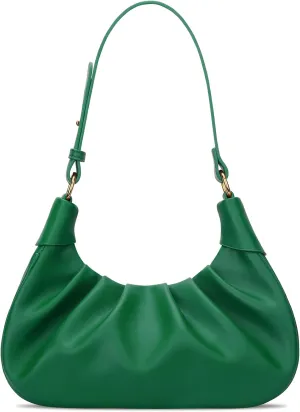 KKXIU Shoulder Bag Crescent Handbag Ruched Purse Underarm Bag Mini Hobo for Women,Detachable Gold Chain Crossbody Bag