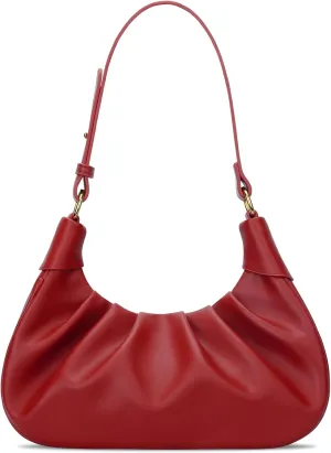 KKXIU Shoulder Bag Crescent Handbag Ruched Purse Underarm Bag Mini Hobo for Women,Detachable Gold Chain Crossbody Bag