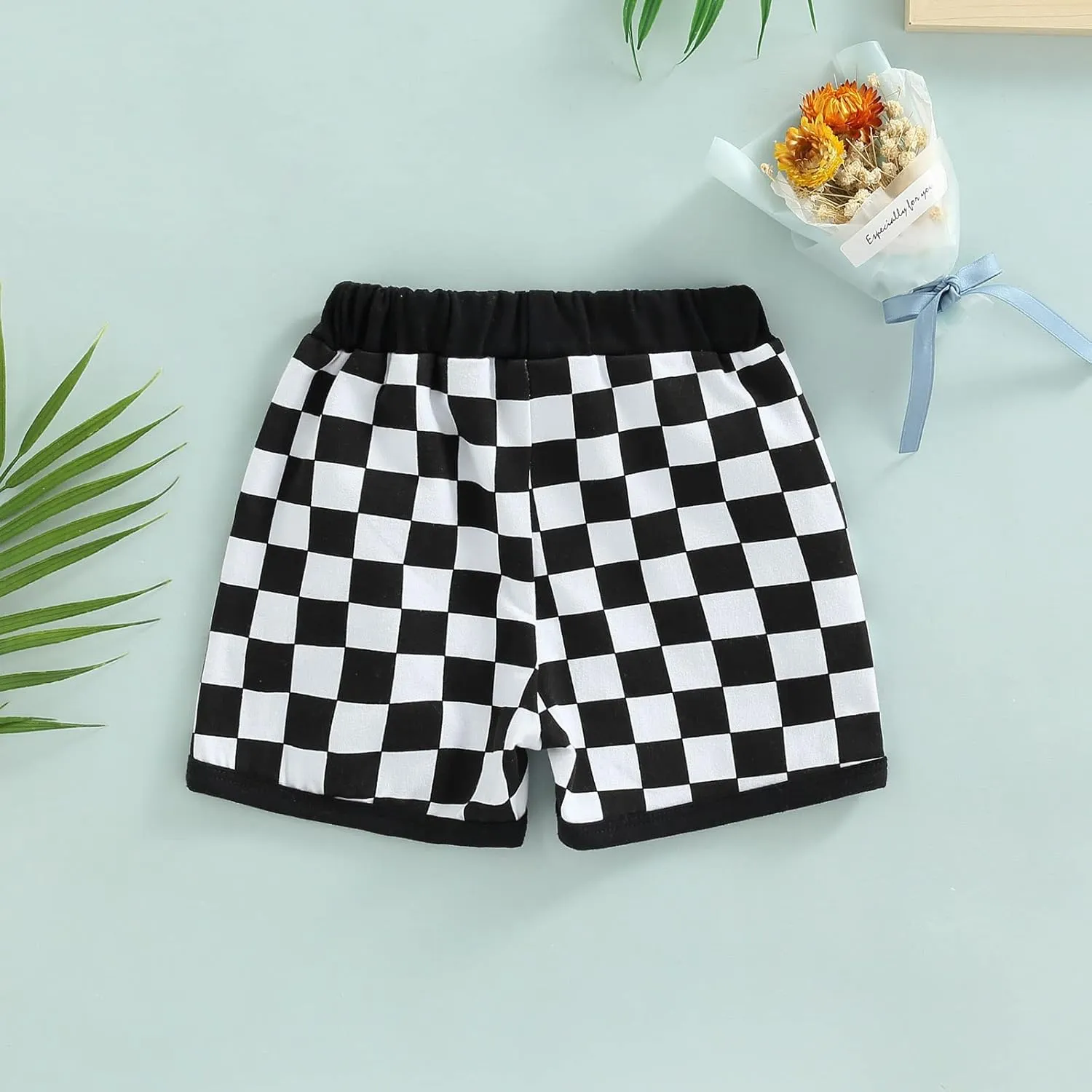 Lamuusaa Boys Newborn Toddler Summer Cotton Plaid Jogger Shorts Elastic Waist Casual Short Pants 0-3T