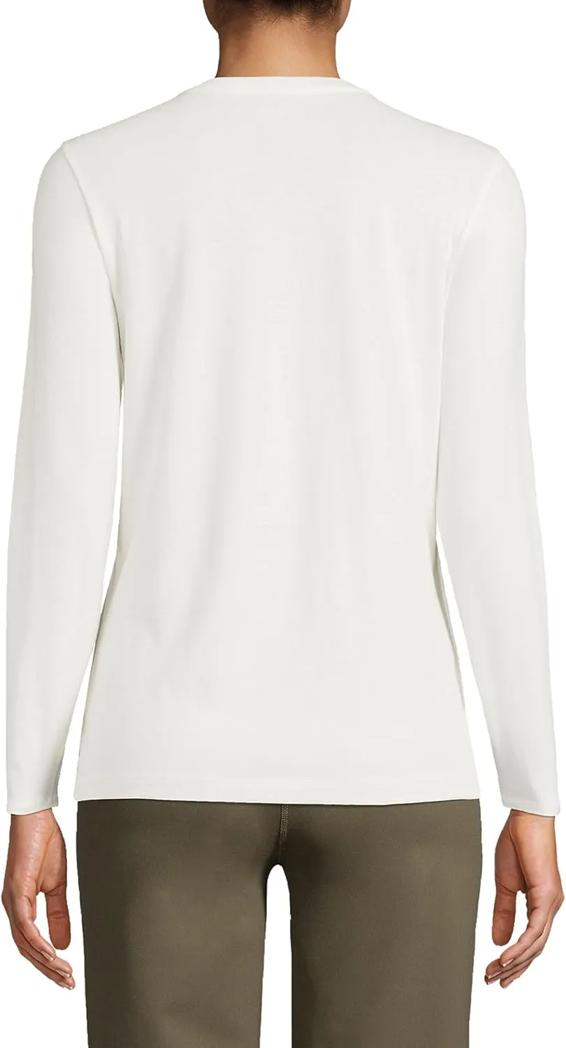 Lands' End Women's Relaxed American-Grown Supima Cotton Long Sleeve Crew Neck T-Shirt