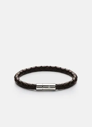 Leather Bracelet | 6mm | Silver | Dark Brown