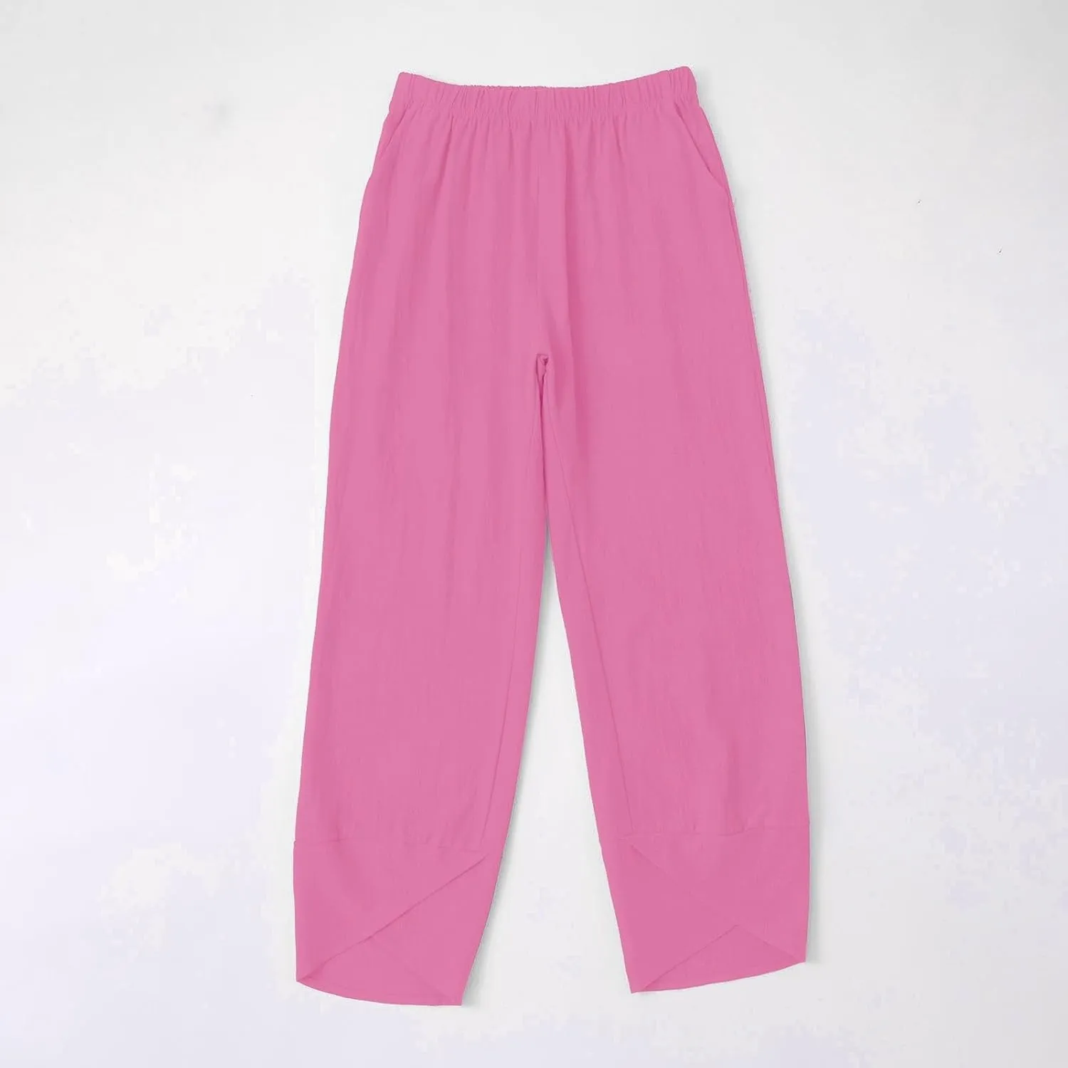 Linen Pants Women's Summer 2025 Casual Capri Pants Cropped High Waisted Comfy Baggy Plus Size Trousers with Pockets