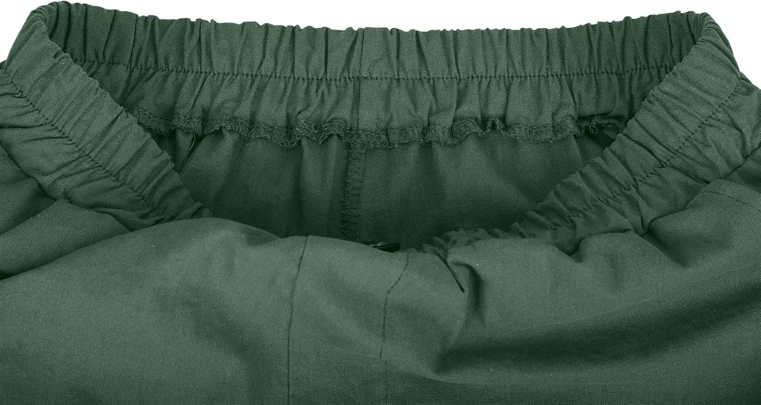 Linen Shorts for Women 2025 Summer Casual Wide Leg Pants Drawstring High Waist Bermuda Pants with Pockets Casual Beach Shorts