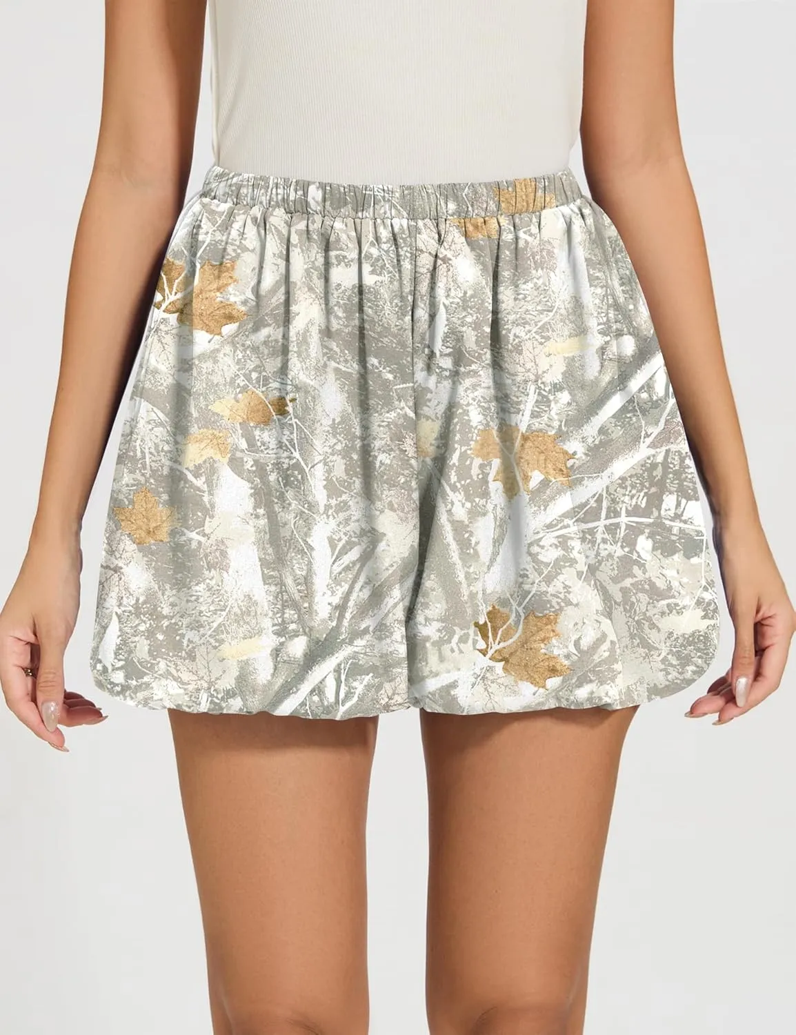 LOMON Womens Casual Bubble Shorts Workout Skort Puffy Balloon Going Out Mini Skirts with Pockets