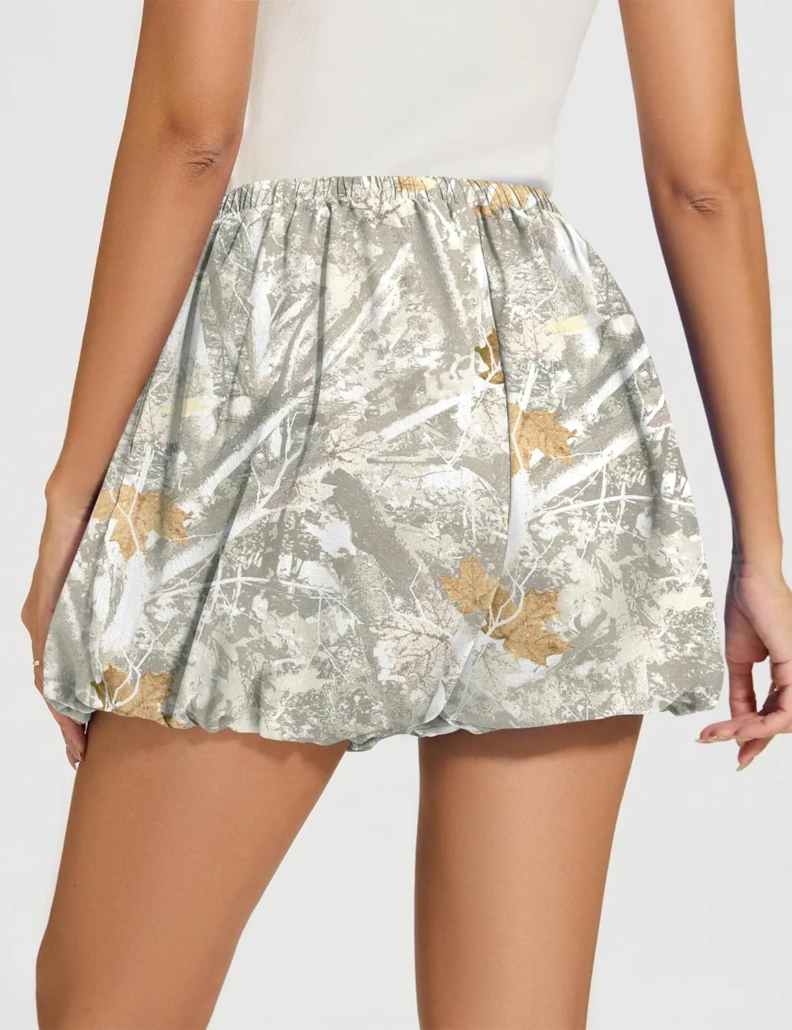 LOMON Womens Casual Bubble Shorts Workout Skort Puffy Balloon Going Out Mini Skirts with Pockets