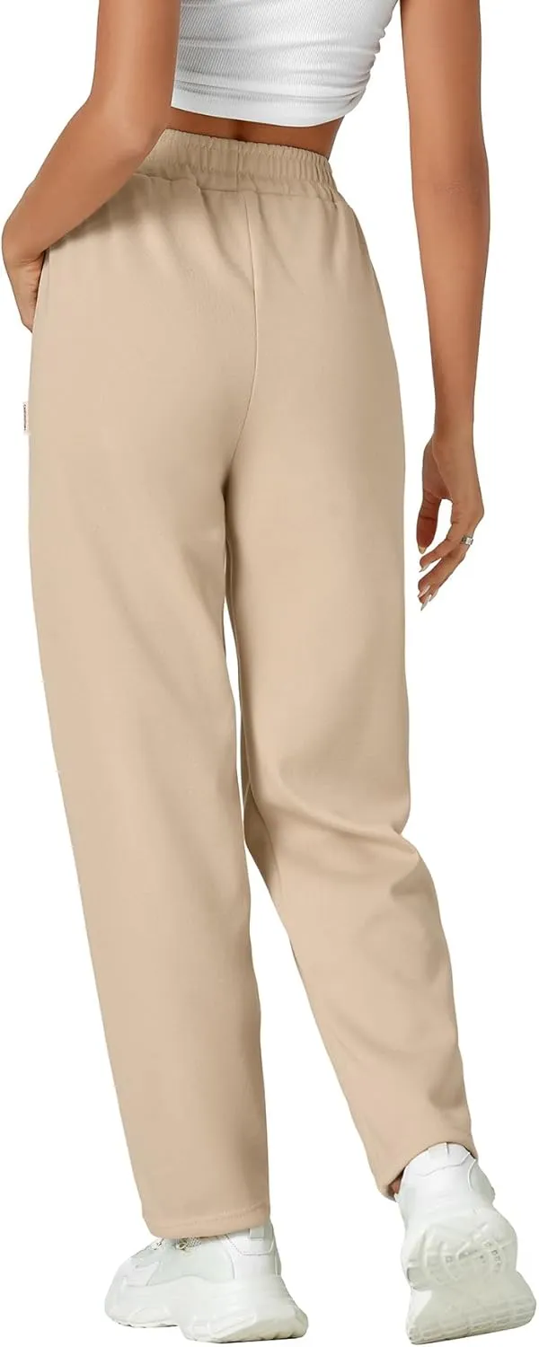 LYANER Women's Casual High Waist Loose Straight Sweatpants Trousers with Pockets