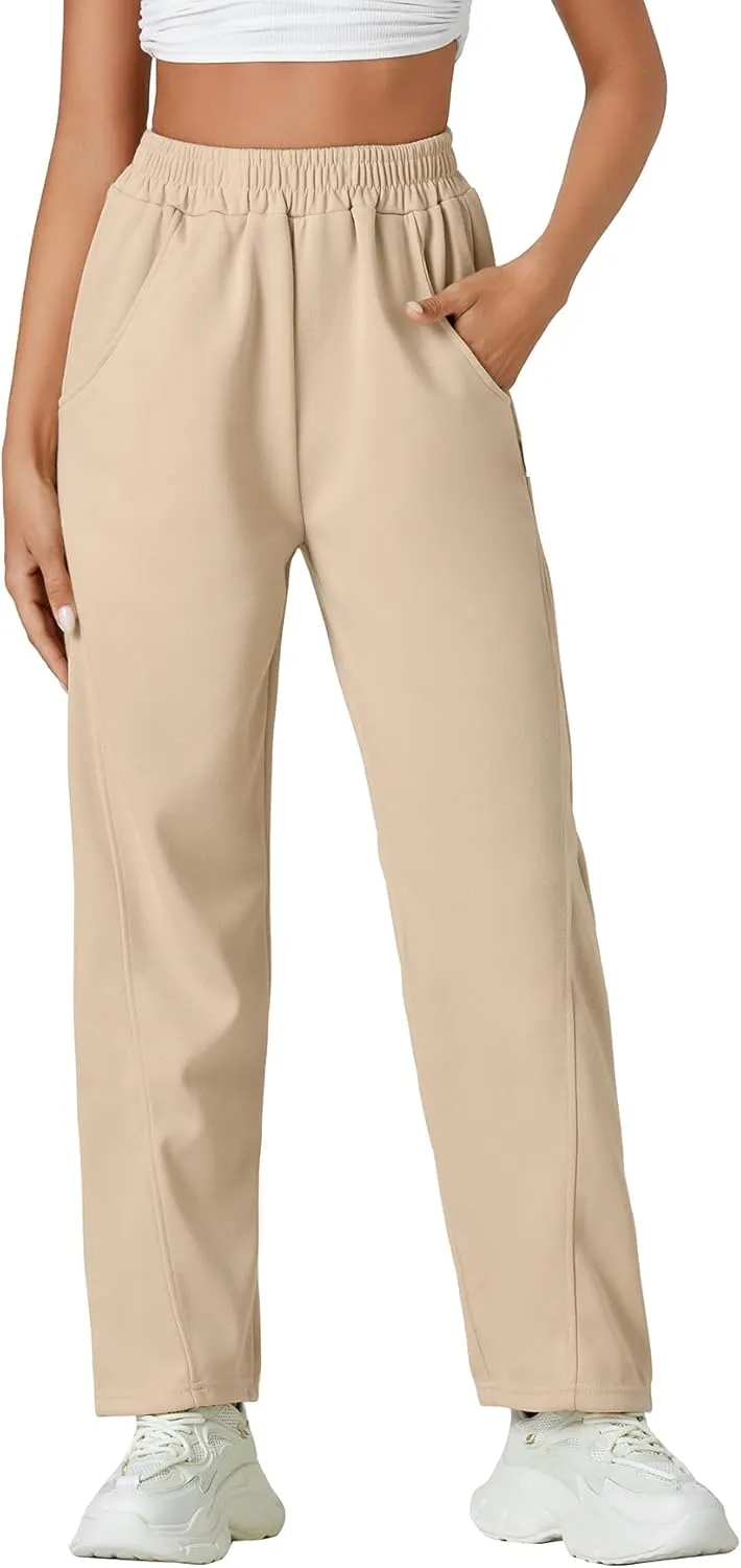 LYANER Women's Casual High Waist Loose Straight Sweatpants Trousers with Pockets