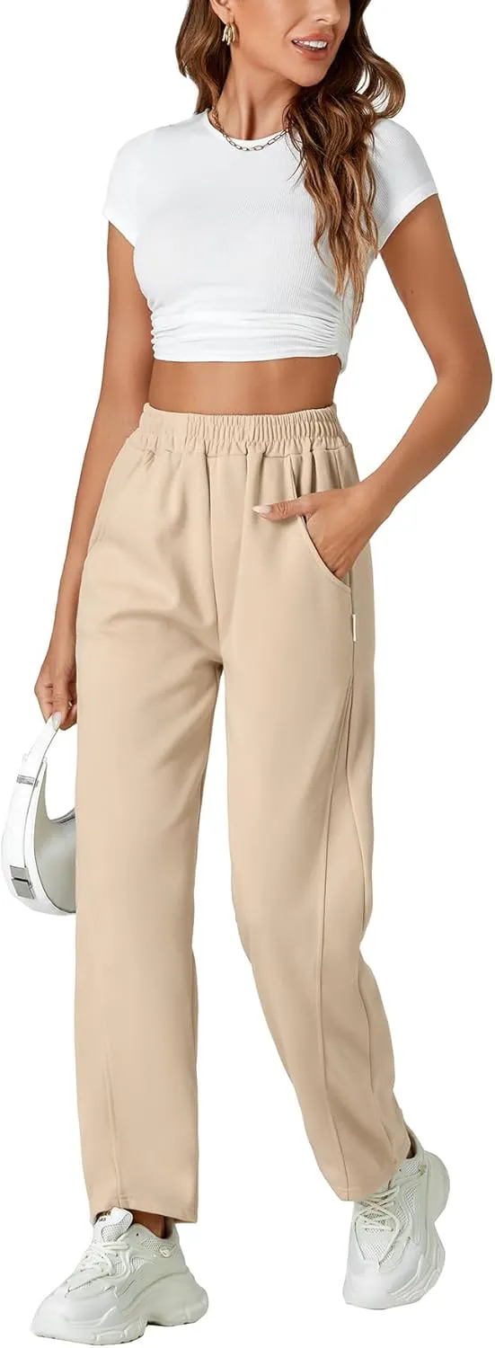 LYANER Women's Casual High Waist Loose Straight Sweatpants Trousers with Pockets