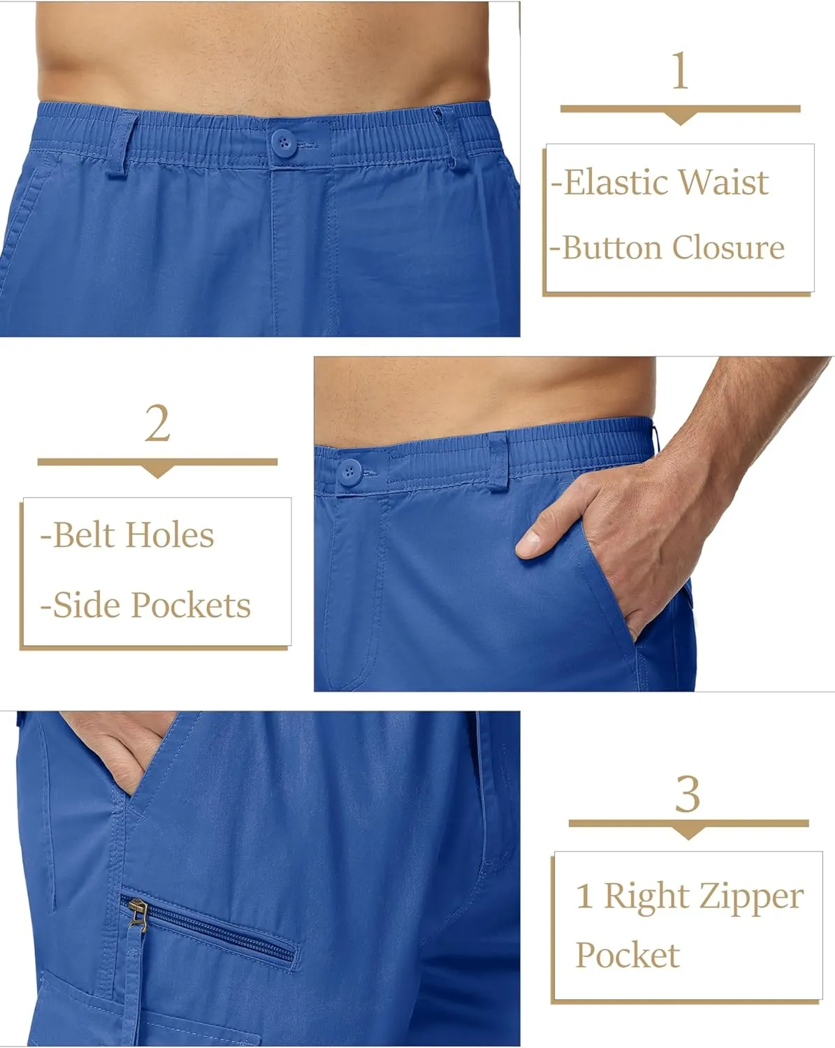 MAGCOMSEN Mens Cargo Shorts Long Capri Elastic Below The Knee 3/4 Cotton Casual Summer Shorts with Pockets