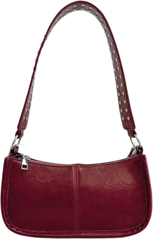 MakeMeChic Women's Rivet PU Leather Hobo Bag Zipper Strappy Funky Shoulder Handbags