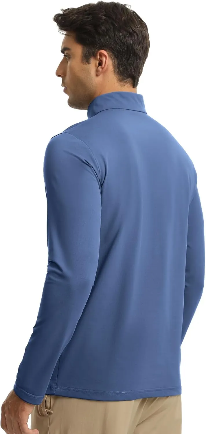 Men Quarter Zip Pullovers Lightweight Long Sleeve Golf Shirts Dry Fit 1/4 Zip Athletic Shirt for Workout Running
