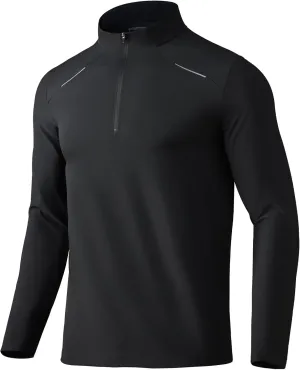 Men Quarter Zip Pullovers Lightweight Long Sleeve Golf Shirts Dry Fit 1/4 Zip Athletic Shirt for Workout Running