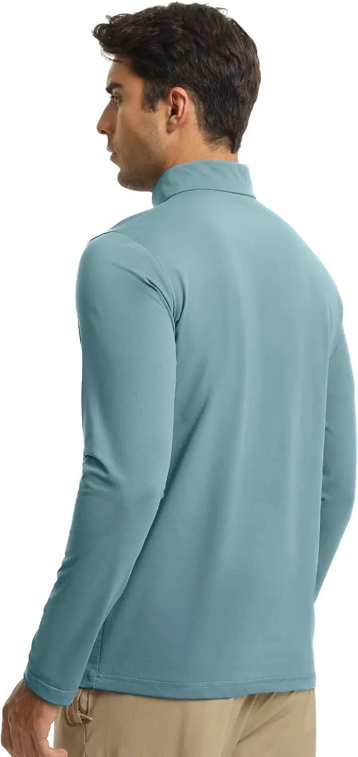 Men Quarter Zip Pullovers Lightweight Long Sleeve Golf Shirts Dry Fit 1/4 Zip Athletic Shirt for Workout Running