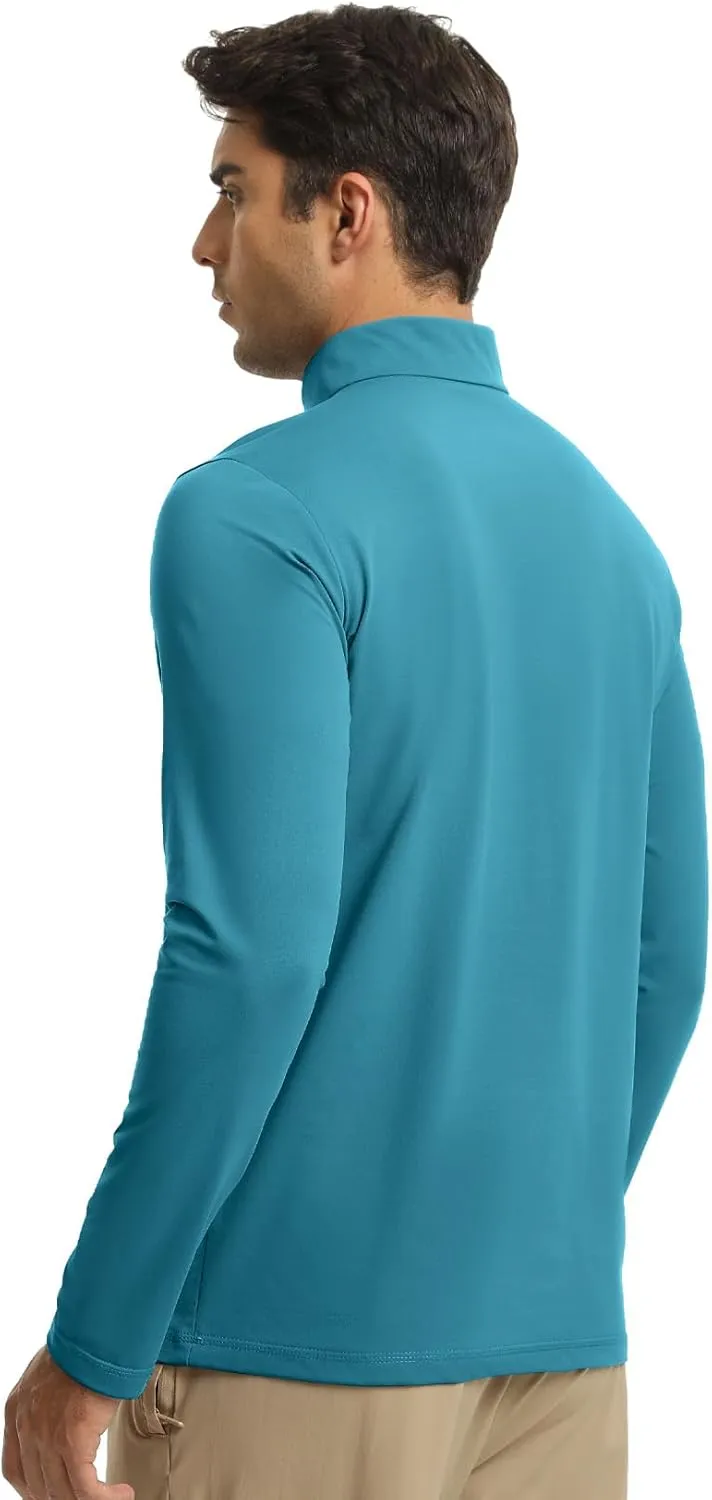 Men Quarter Zip Pullovers Lightweight Long Sleeve Golf Shirts Dry Fit 1/4 Zip Athletic Shirt for Workout Running