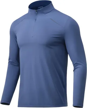 Men Quarter Zip Pullovers Lightweight Long Sleeve Golf Shirts Dry Fit 1/4 Zip Athletic Shirt for Workout Running