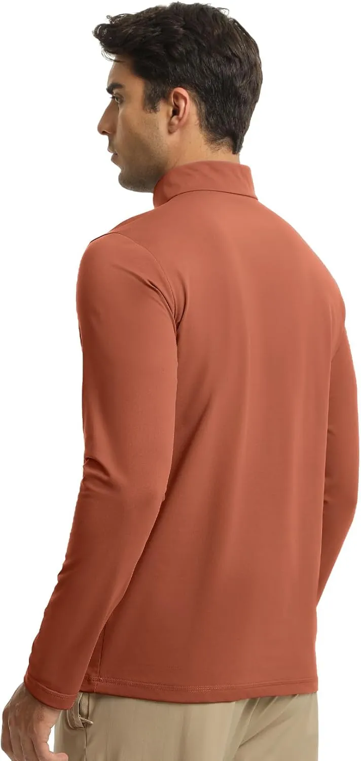 Men Quarter Zip Pullovers Lightweight Long Sleeve Golf Shirts Dry Fit 1/4 Zip Athletic Shirt for Workout Running