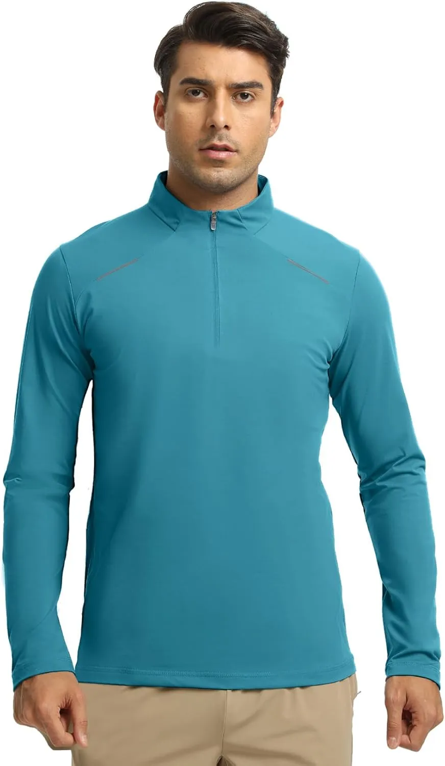 Men Quarter Zip Pullovers Lightweight Long Sleeve Golf Shirts Dry Fit 1/4 Zip Athletic Shirt for Workout Running