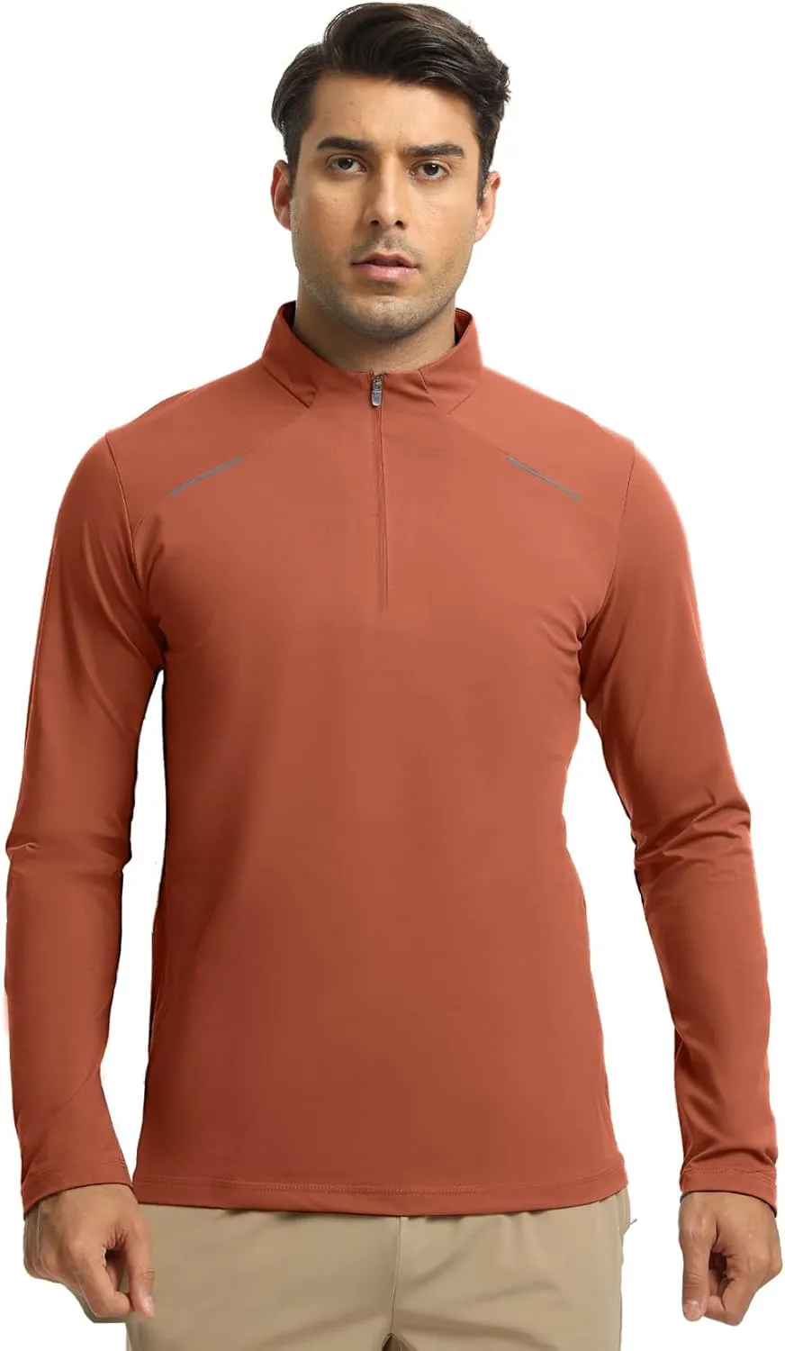 Men Quarter Zip Pullovers Lightweight Long Sleeve Golf Shirts Dry Fit 1/4 Zip Athletic Shirt for Workout Running