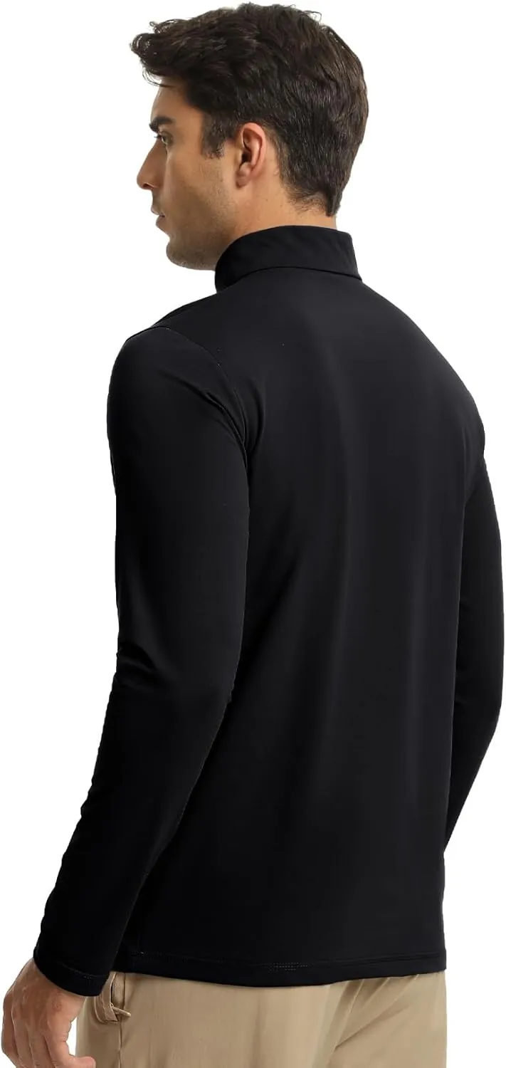 Men Quarter Zip Pullovers Lightweight Long Sleeve Golf Shirts Dry Fit 1/4 Zip Athletic Shirt for Workout Running