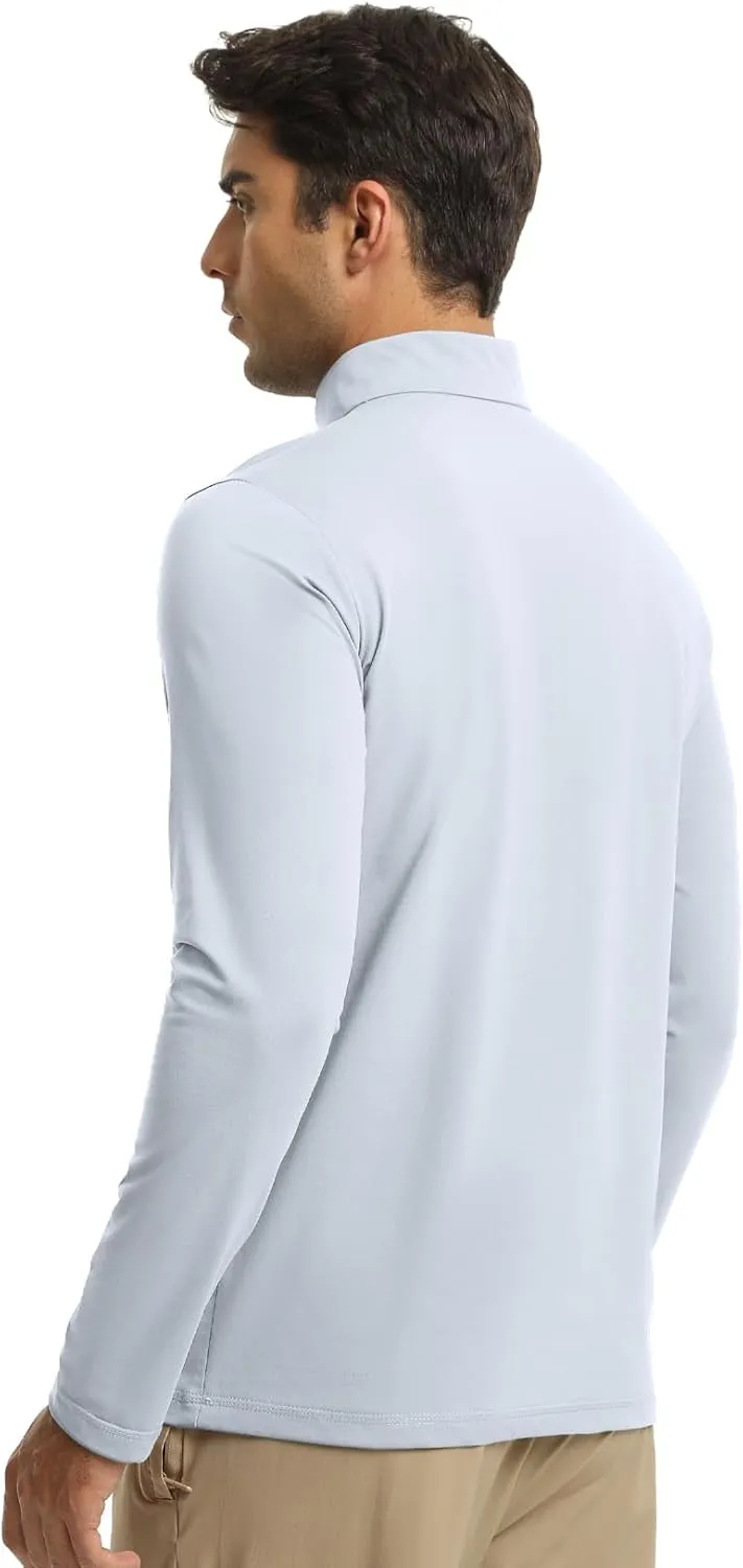 Men Quarter Zip Pullovers Lightweight Long Sleeve Golf Shirts Dry Fit 1/4 Zip Athletic Shirt for Workout Running