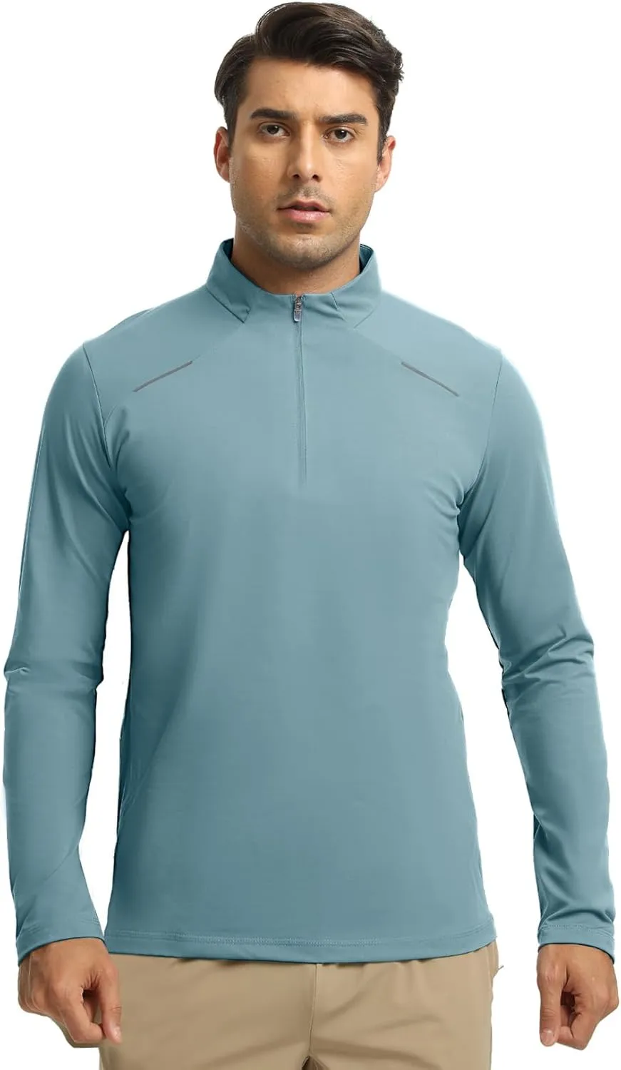 Men Quarter Zip Pullovers Lightweight Long Sleeve Golf Shirts Dry Fit 1/4 Zip Athletic Shirt for Workout Running