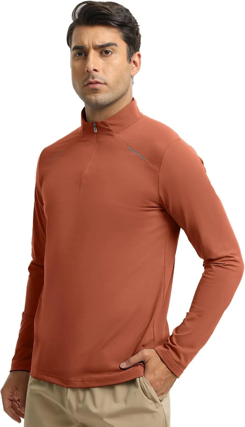 Men Quarter Zip Pullovers Lightweight Long Sleeve Golf Shirts Dry Fit 1/4 Zip Athletic Shirt for Workout Running