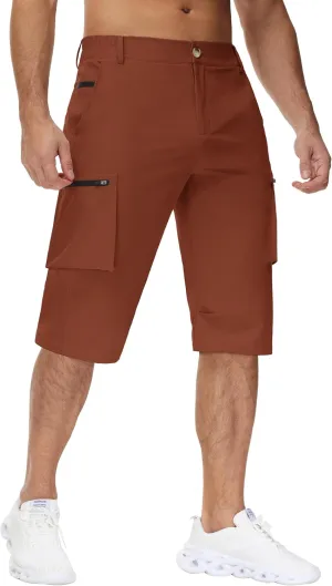 Men's 15" Long Shorts Below Knee Capri Hiking Casual Cargo Short Zippers Pockets Quick Dry Lightweight Water Resistant